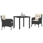 Conjunto de Comedor de Jardín con cojín 3 pcs Negro Poliratán en Sillas de jardín | Comprar online en Foru.es