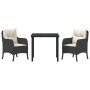 Conjunto de Comedor de Jardín con cojín 3 pcs Negro Poliratán en Sillas de jardín | Comprar online en Foru.es