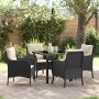 Conjunto de Comedor de Jardín con cojín 5 pcs Negro Poliratán en Sillas de jardín | Comprar online en Foru.es