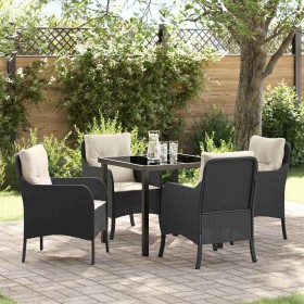 Conjunto de Comedor de Jardín con cojín 5 pcs Negro Poliratán en Sillas de jardín | Comprar online en Foru.es