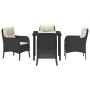 Conjunto de Comedor de Jardín con cojín 5 pcs Negro Poliratán en Sillas de jardín | Comprar online en Foru.es