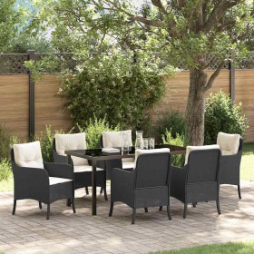 Conjunto de Comedor de Jardín con cojín 7 pcs Negro Poliratán en Sillas de jardín | Comprar online en Foru.es