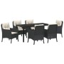 Conjunto de Comedor de Jardín con cojín 7 pcs Negro Poliratán en Sillas de jardín | Comprar online en Foru.es