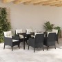 Conjunto de Comedor de Jardín con cojín 7 pcs Negro Poliratán en Sillas de jardín | Comprar online en Foru.es