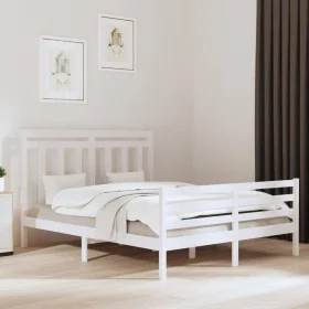 Solid white pine wood bed frame 160x200 cm by vidaXL, Beds and slatted bases - Ref: Foro24-3105326, Price: 141,64 €, Discount: %