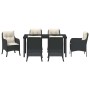 Conjunto de Comedor de Jardín con cojín 7 pcs Negro Poliratán en Sillas de jardín | Comprar online en Foru.es