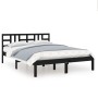 Estructura de cama de madera maciza negra 140x190 cm de vidaXL, Camas y somieres - Ref: Foro24-3105389, Precio: 158,52 €, Des...