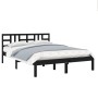 Estructura de cama de madera maciza negra 140x190 cm de vidaXL, Camas y somieres - Ref: Foro24-3105389, Precio: 158,52 €, Des...
