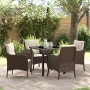 Conjunto de Comedor de Jardín con cojín 5 pcs Marrón Poliratán en Sillas de jardín | Comprar online en Foru.es