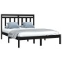 Estructura de cama de madera maciza negra 140x190 cm de vidaXL, Camas y somieres - Ref: Foro24-3105234, Precio: 159,62 €, Des...