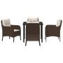 Conjunto de Comedor de Jardín con cojín 5 pcs Marrón Poliratán en Sillas de jardín | Comprar online en Foru.es