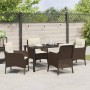 Conjunto de Comedor de Jardín con cojín 5 pcs Marrón Poliratán en Sillas de jardín | Comprar online en Foru.es