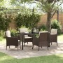 Conjunto de Comedor de Jardín con cojín 5 pcs Marrón Poliratán en Sillas de jardín | Comprar online en Foru.es