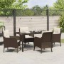 Conjunto de Comedor de Jardín con cojín 5 pcs Marrón Poliratán en Sillas de jardín | Comprar online en Foru.es