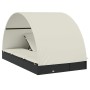Tumbona 2 personas toldo redondo ratán PE negro 211x112x140 cm de vidaXL, Tumbonas - Ref: Foro24-319654, Precio: 273,77 €, De...