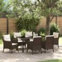 Conjunto de Comedor de Jardín con cojín 7 pcs Marrón Poliratán en Sillas de jardín | Comprar online en Foru.es