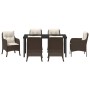 Conjunto de Comedor de Jardín con cojín 7 pcs Marrón Poliratán en Sillas de jardín | Comprar online en Foru.es