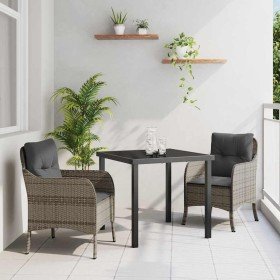 Conjunto de Comedor de Jardín con cojín 3 pcs Gris Poliratán en Sillas de jardín | Comprar online en Foru.es