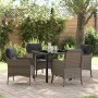 Conjunto de Comedor de Jardín con cojín 5 pcs Gris Poliratán en Sillas de jardín | Comprar online en Foru.es
