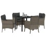 Conjunto de Comedor de Jardín con cojín 5 pcs Gris Poliratán en Sillas de jardín | Comprar online en Foru.es