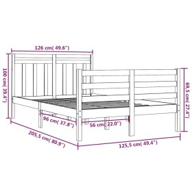Estructura de cama madera maciza 120x200 cm de vidaXL, Camas y somieres - Ref: Foro24-3105310, Precio: 114,25 €, Descuento: %