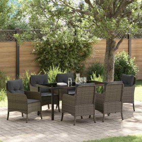 Conjunto de Comedor de Jardín con cojín 7 pcs Gris Poliratán en Sillas de jardín | Comprar online en Foru.es