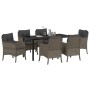 Conjunto de Comedor de Jardín con cojín 7 pcs Gris Poliratán en Sillas de jardín | Comprar online en Foru.es