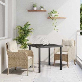 Conjunto de Comedor de Jardín con cojín 3 pcs Beige Poliratán en Sillas de jardín | Comprar online en Foru.es