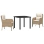Conjunto de Comedor de Jardín con cojín 3 pcs Beige Poliratán en Sillas de jardín | Comprar online en Foru.es