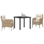 Conjunto de Comedor de Jardín con cojín 3 pcs Beige Poliratán en Sillas de jardín | Comprar online en Foru.es