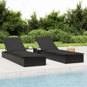 Tumbona 1 ud con cojín ratán sintético negro 201x55x62 cm de vidaXL, Tumbonas - Ref: Foro24-319632, Precio: 144,72 €, Descuen...