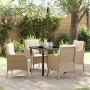 Conjunto de Comedor de Jardín con cojín 5 pcs Beige Poliratán en Sillas de jardín | Comprar online en Foru.es