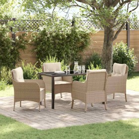Conjunto de Comedor de Jardín con cojín 5 pcs Beige Poliratán en Sillas de jardín | Comprar online en Foru.es