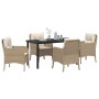 Conjunto de Comedor de Jardín con cojín 5 pcs Beige Poliratán en Sillas de jardín | Comprar online en Foru.es