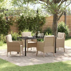 Conjunto de Comedor de Jardín con cojín 5 pcs Beige Poliratán en Sillas de jardín | Comprar online en Foru.es