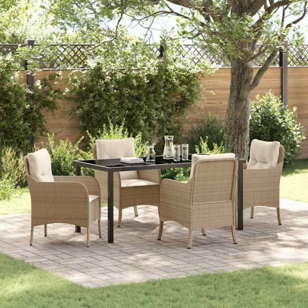 Conjunto de Comedor de Jardín con cojín 5 pcs Beige Poliratán en Sillas de jardín | Comprar online en Foru.es