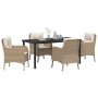 Conjunto de Comedor de Jardín con cojín 5 pcs Beige Poliratán en Sillas de jardín | Comprar online en Foru.es