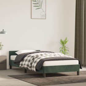 Estructura cama con cabecero terciopelo verde oscuro 100x200 cm de vidaXL, Camas y somieres - Ref: Foro24-347558, Precio: 89,...