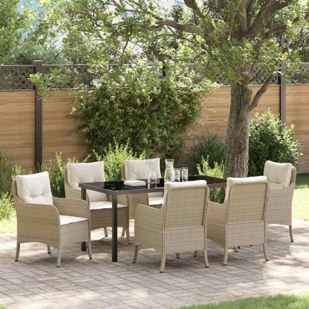Conjunto de Comedor de Jardín 7 pcs Beige ratán sintético en Sillas de jardín | Comprar online en Foru.es