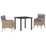 Conjunto de Comedor de Jardín con cojín 3 pcs Beige Poliratán en Sillas de jardín | Comprar online en Foru.es