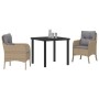 Conjunto de Comedor de Jardín con cojín 3 pcs Beige Poliratán en Sillas de jardín | Comprar online en Foru.es