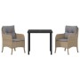 Conjunto de Comedor de Jardín con cojín 3 pcs Beige Poliratán en Sillas de jardín | Comprar online en Foru.es