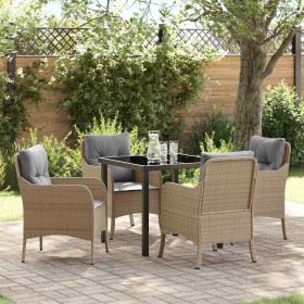 Conjunto de Comedor de Jardín con cojín 5 pcs Beige Poliratán en Sillas de jardín | Comprar online en Foru.es