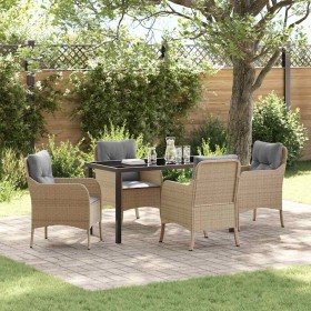 Conjunto de Comedor de Jardín con cojín 5 pcs Beige Poliratán en Sillas de jardín | Comprar online en Foru.es
