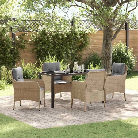 Conjunto de Comedor de Jardín con cojín 5 pcs Beige Poliratán en Sillas de jardín | Comprar online en Foru.es