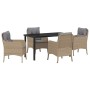 Conjunto de Comedor de Jardín con cojín 5 pcs Beige Poliratán en Sillas de jardín | Comprar online en Foru.es