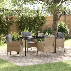 Conjunto de Comedor de Jardín con cojín 5 pcs Beige Poliratán en Sillas de jardín | Comprar online en Foru.es