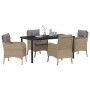 Conjunto de Comedor de Jardín con cojín 5 pcs Beige Poliratán en Sillas de jardín | Comprar online en Foru.es