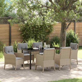 Conjunto de Comedor de Jardín con cojín 7 pcs Beige Poliratán en Sillas de jardín | Comprar online en Foru.es
