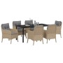 Conjunto de Comedor de Jardín con cojín 7 pcs Beige Poliratán en Sillas de jardín | Comprar online en Foru.es